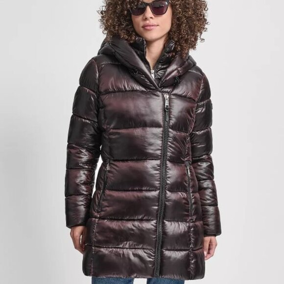 DKNY Shine Puffer Coat Asymmetrical Zipper Front XS - Picture 1 of 7